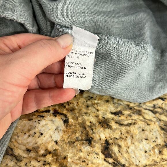 Sea Glass Lane Gray Linen Wide Leg Easy Long Pants Size M - Picture 11 of 12